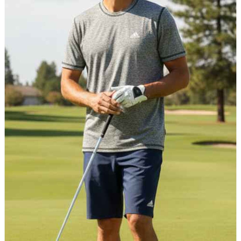 Adidas‎ Golf Performance Heathered Gray Short Sleeve Polo Shirt Men's Small